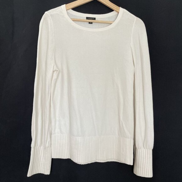 Ann Taylor Factory Womens Ivory Sweater M knit casual cotton top warm winter - Picture 1 of 6